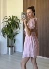 Pembe Fistolu Astarlı Elbise