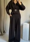 Siyah Beli Kemerli Premium Kumaş Takım