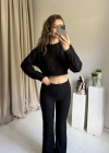 Siyah Fitilli Yumoş Crop Takım