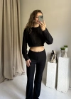 Siyah Fitilli Yumoş Crop Takım