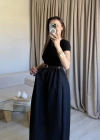 Siyah Kısa Kollu Kaşkorse Elbise