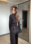 Siyah Vatkalı Bel Bağlamalı Takım