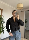 Siyah Yan Kemerli Ceket