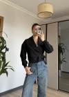 Siyah Yan Kemerli Ceket