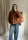 Tarçın Renk Süet Cepli Ceket