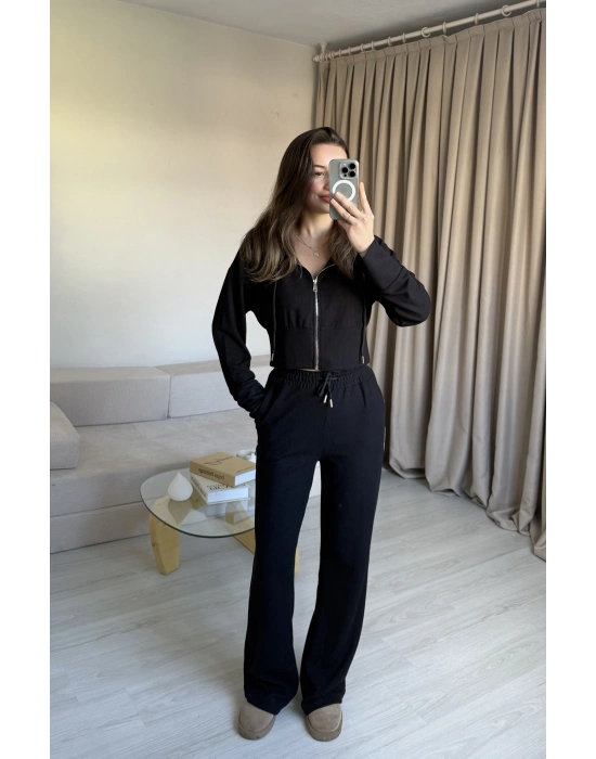 Siyah Hırka Eşofman Takım