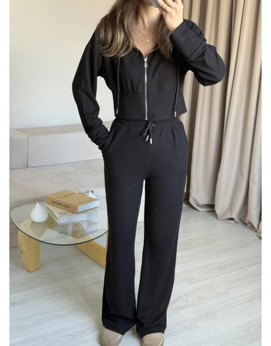 Siyah Hırka Eşofman Takım