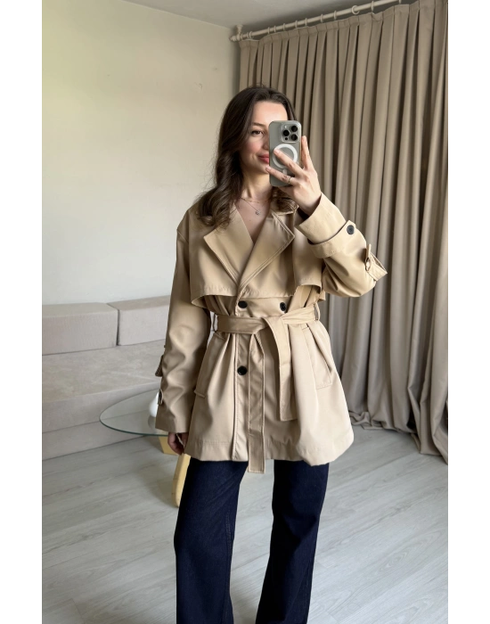Bej Ara Boy Trençkot