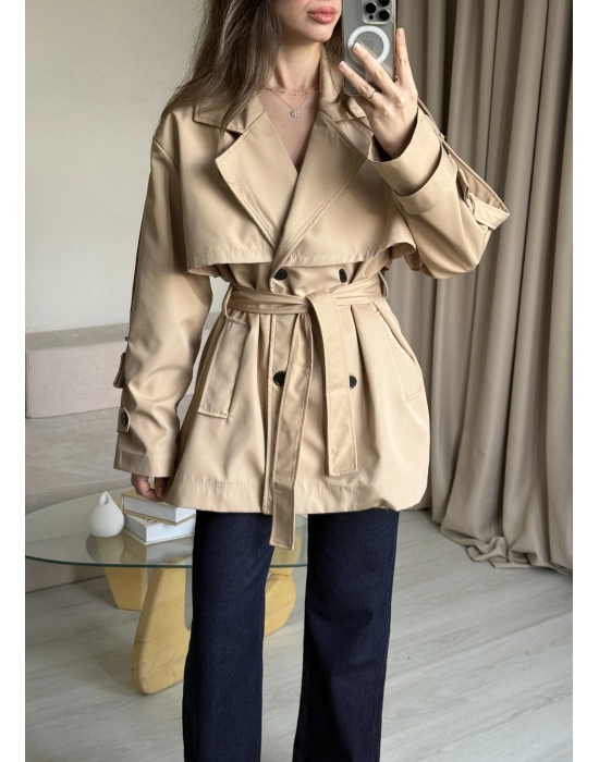 Bej Ara Boy Trençkot