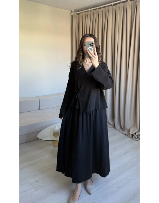 Siyah Bağlama Etek Takım