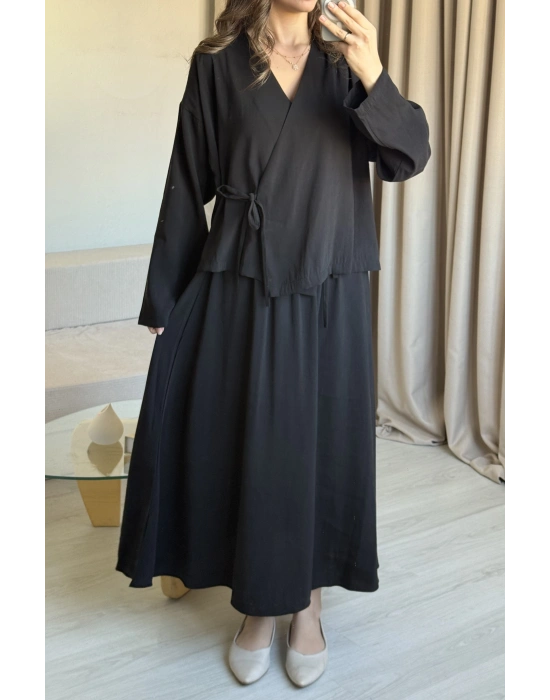 Siyah Bağlama Etek Takım