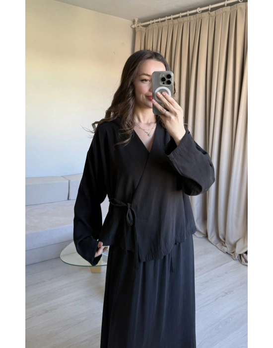 Siyah Bağlama Etek Takım