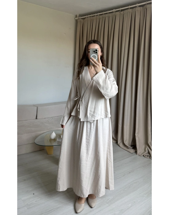 Krem Bağlama Etek Takım