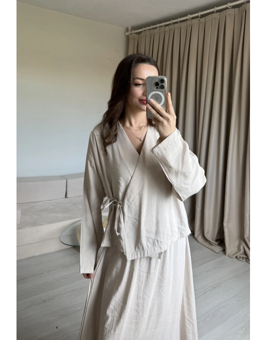 Krem Bağlama Etek Takım