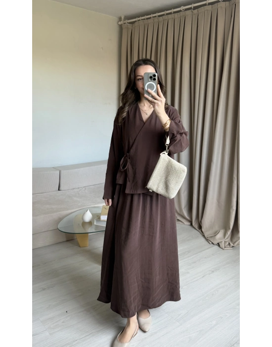 Kahve Bağlama Etek Takım