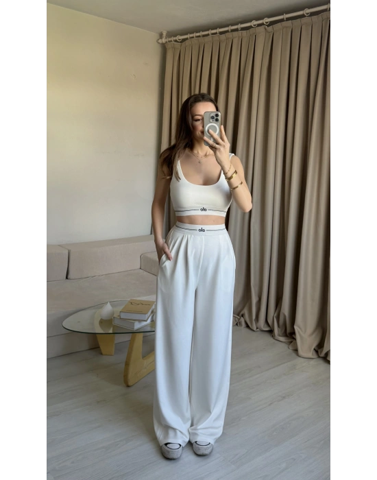 Beyaz Büstiyer Eşofman Takım