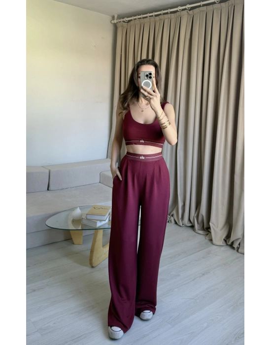 Bordo Büstiyer Eşofman Takım