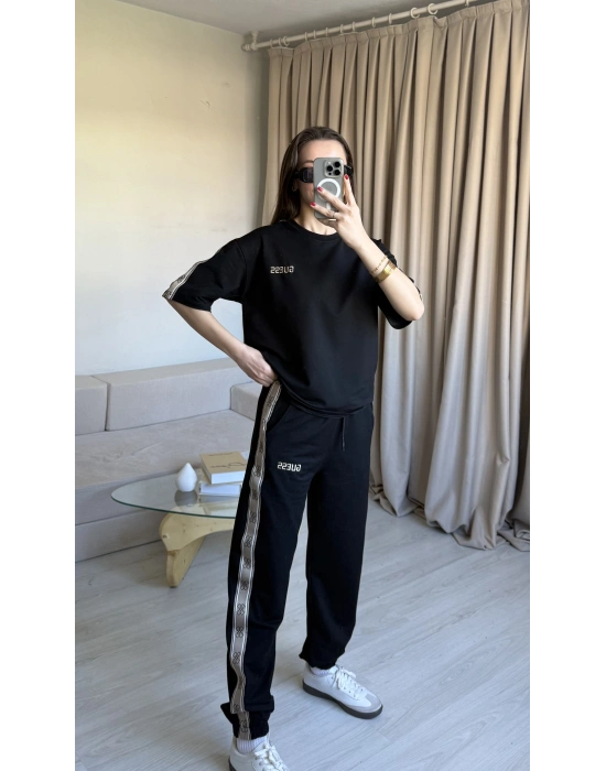 Siyah Paça Lastikli Eşofman Takımı