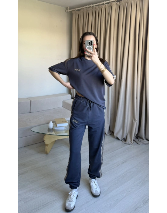 Antrasit Paça Lastikli Eşofman Takımı