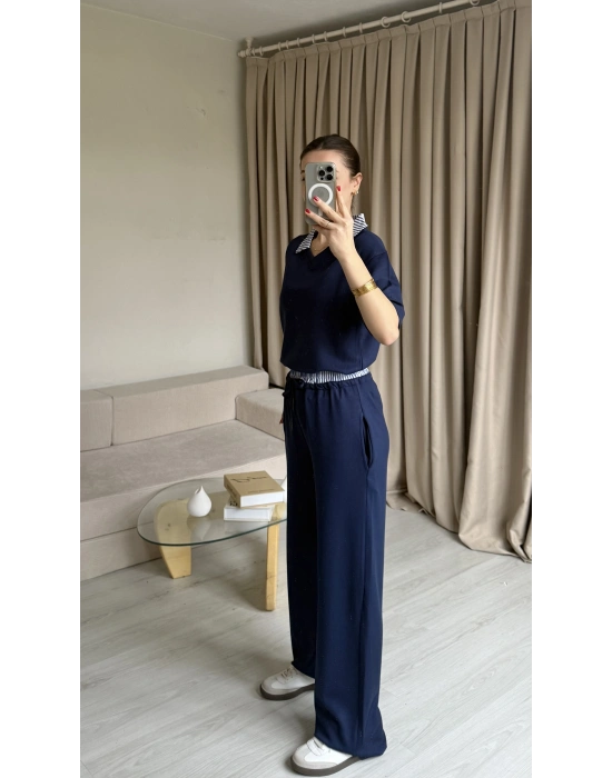 Lacivert Gömlek Yaka Eşofman Takım