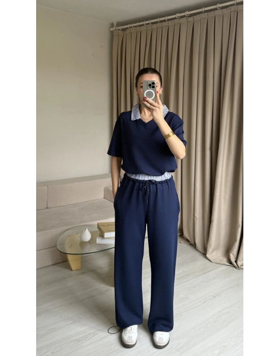 Lacivert Gömlek Yaka Eşofman Takım