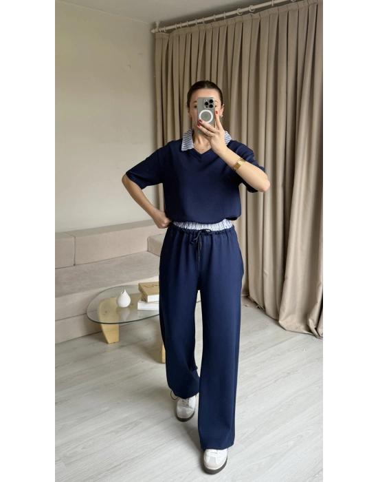 Lacivert Gömlek Yaka Eşofman Takım