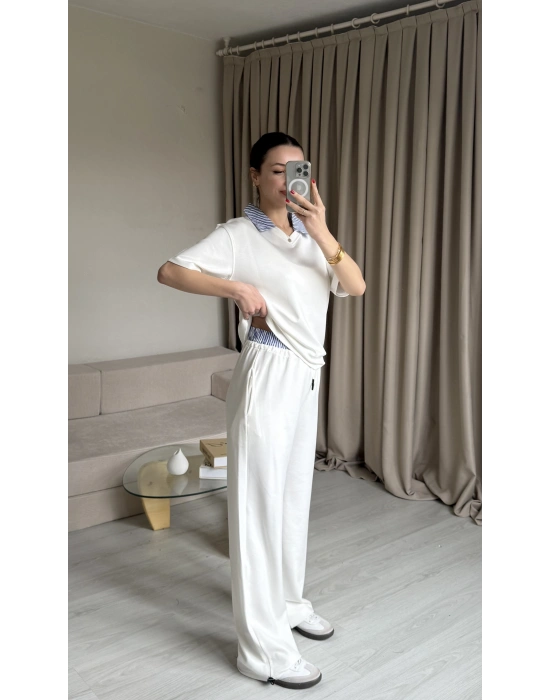 Beyaz Gömlek Yaka Eşofman Takım