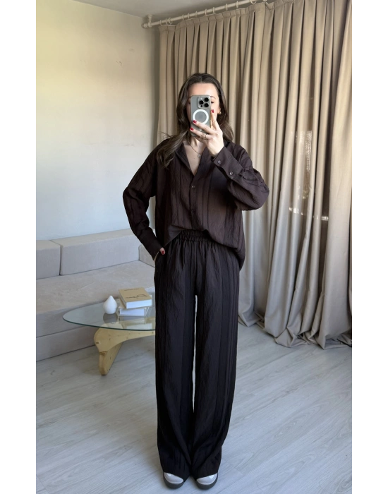 Kahve Zr Model Gömlek Takım