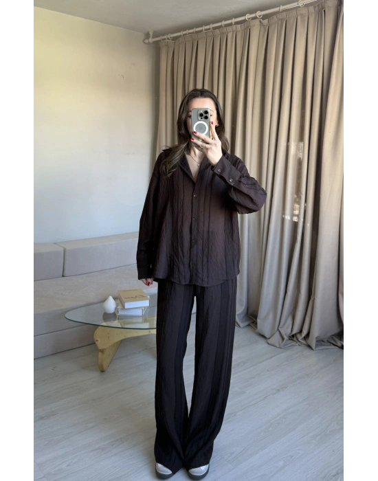 Kahve Zr Model Gömlek Takım