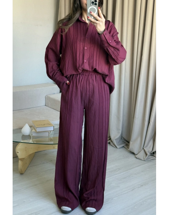 Bordo Zr Model Gömlek Takım
