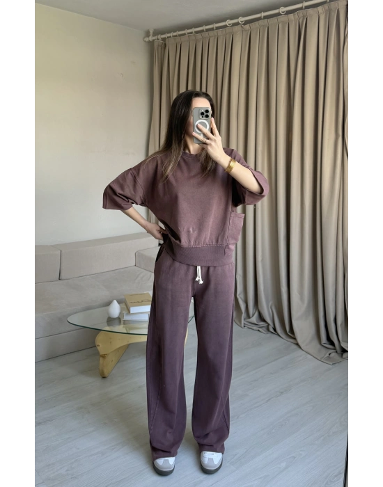 Gül Kurusu Eskitme Eşofman Takımı