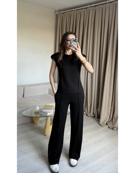 Siyah Vatkalı Çima Dikiş İkili Takım