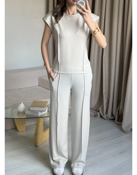 Krem Vatkalı Çima Dikiş İkili Takım