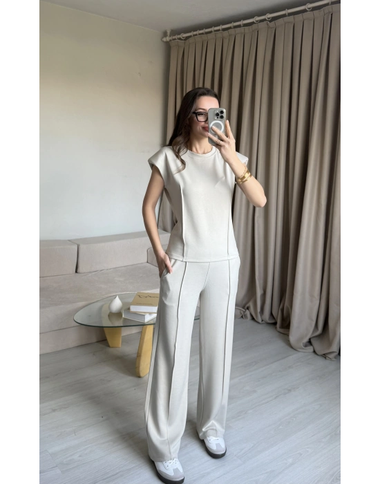 Krem Vatkalı Çima Dikiş İkili Takım