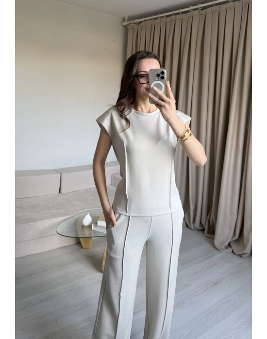 Krem Vatkalı Çima Dikiş İkili Takım