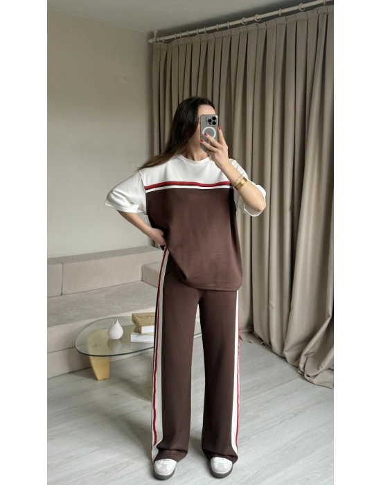 Kahve Modal Kumaş Eşofman Takım