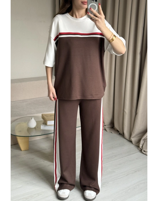 Kahve Modal Kumaş Eşofman Takım