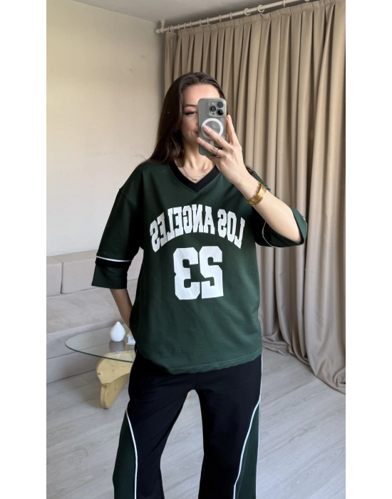 Yeşil Los Angeles Baskılı İkili Takım