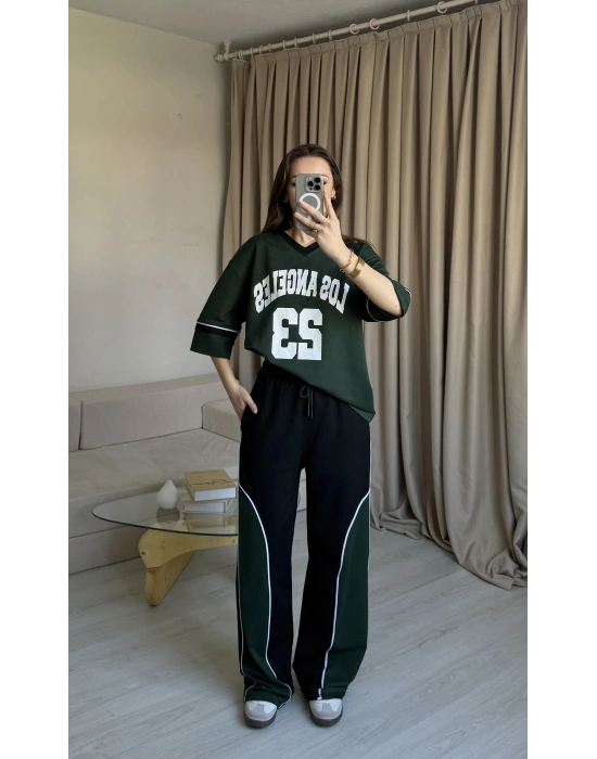 Yeşil Los Angeles Baskılı İkili Takım