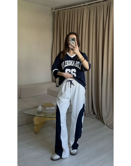 Lacivert Los Angeles Baskılı İkili Takım