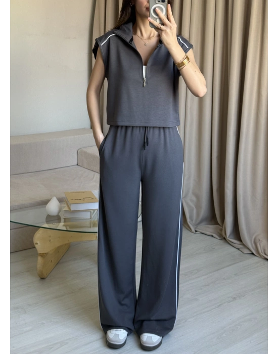 Antrasit Yarım Fermuarlı Eşofman Takım