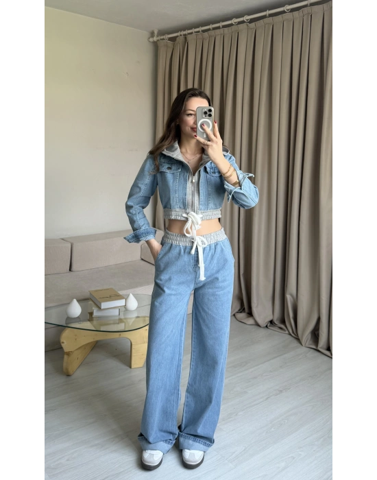 Açık Denim Ceket Pantolon Takım