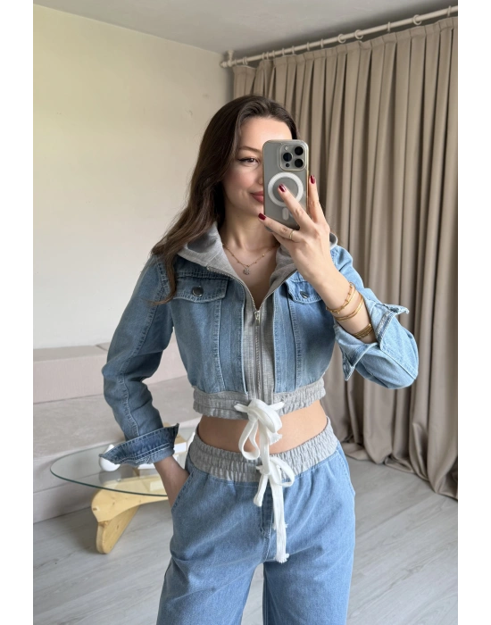 Açık Denim Ceket Pantolon Takım