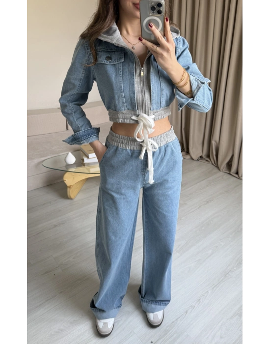 Açık Denim Ceket Pantolon Takım