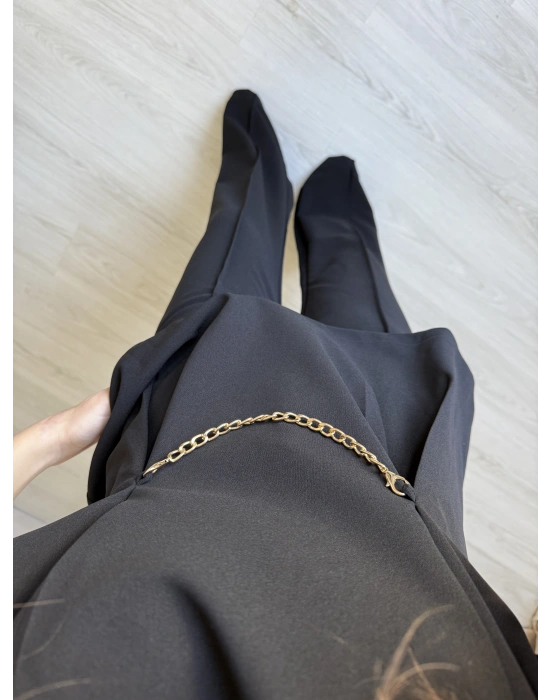 Siyah Zincir Detay Pantolon Takım