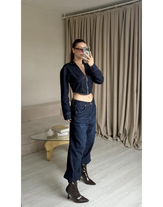 Denim Korse Kesim Pantolon Takım