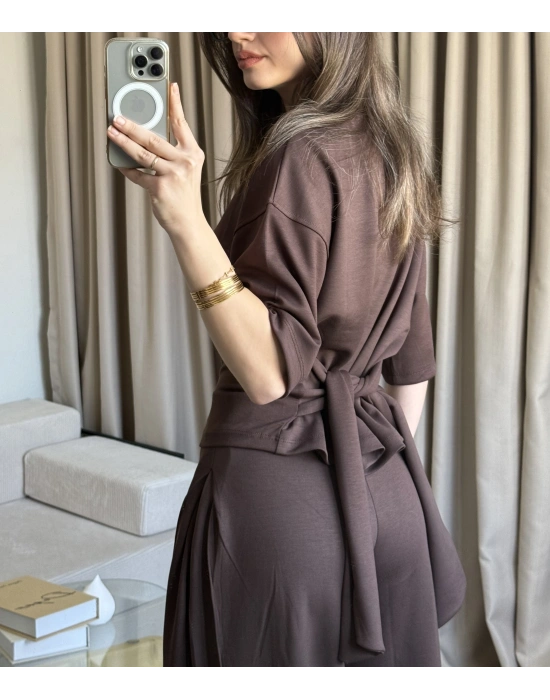 Kahve Bel Kuşaklı Modal Takım