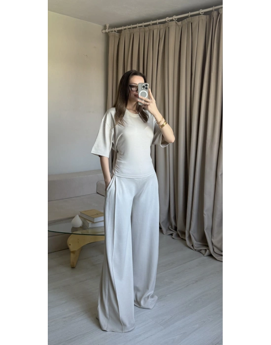 Bej Bel Kuşaklı Modal Takım