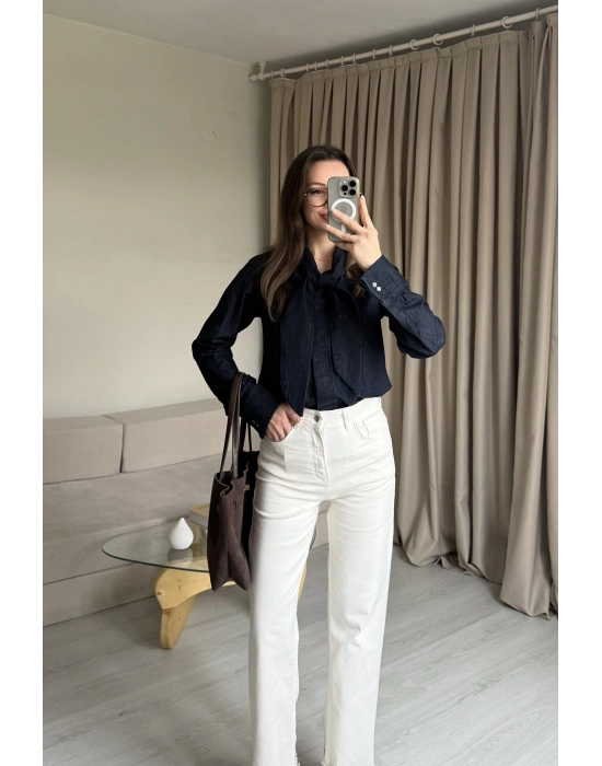 Zra Denim Fularlı Gömlek