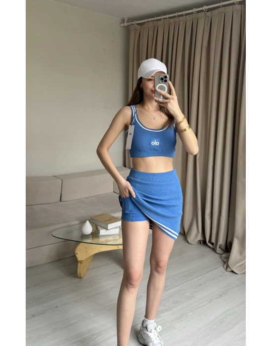 Mavi Şort Etekli Büstiyer Takım